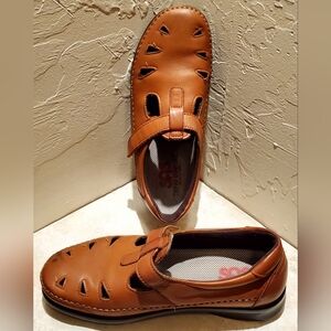 Women's SAS Roamer Lite Brown Leather Mary Jane Shoes Size 7.5